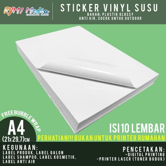 

ID STICKER VINYL GLOSSY A4 ISI 10 LEMBAR / STIKER VINYL SUSU MENGKILAP A4