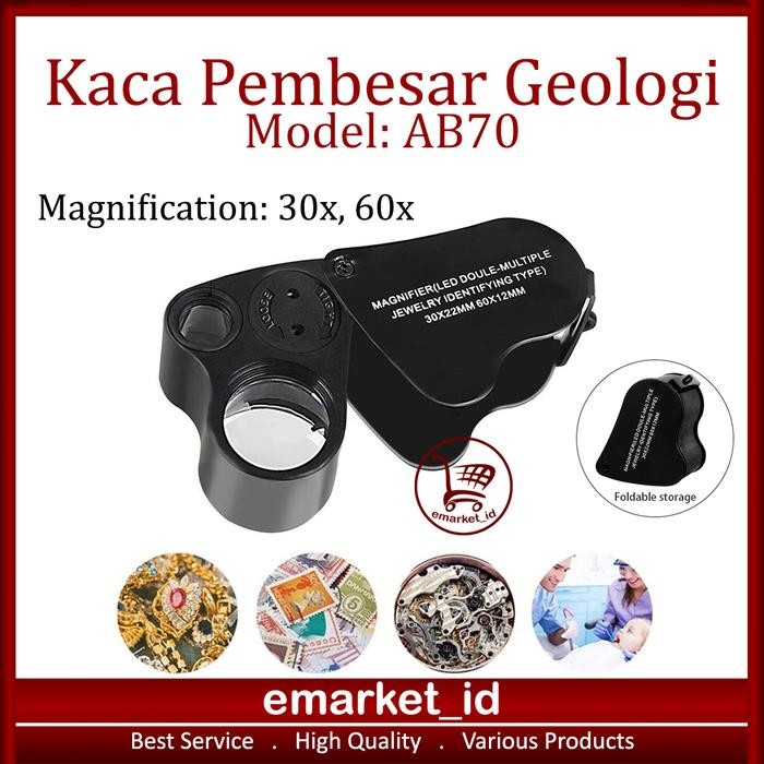 

ID KACA PEMBESAR GEOLOGI LED 30X 60X AB70 / PERHIASAN BATUAN / LUP LENSA