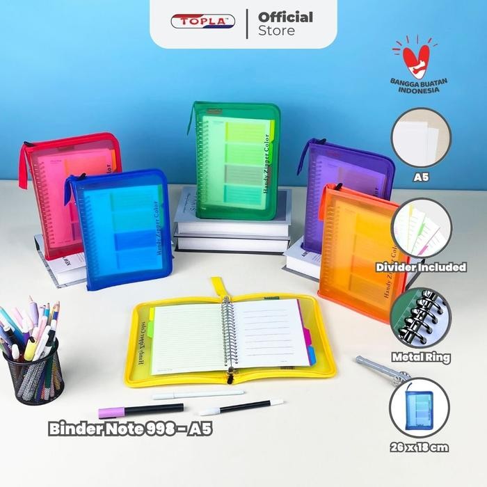 

KOIC Topla Binder Note 998 Binder Plastik Paper Stationery Besi Biru Hijau Kuning