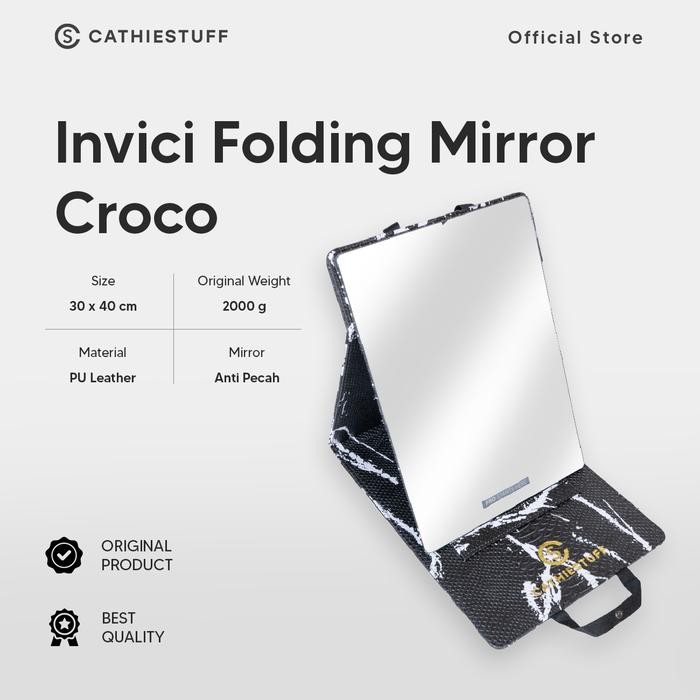 ASLI Cathiestuff Pro Basic Mirror Croco HD tech Pro Folding Mirror (improved technology) Kaca Makeup