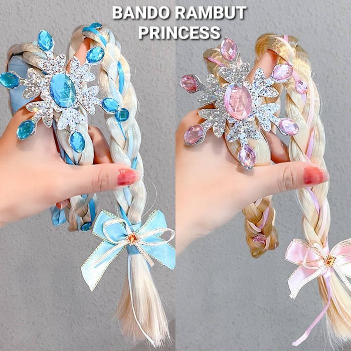 BANDO RAMBUT PRINCESS PINK / WIG KEPANG RAMBUT FROZEN ELSA AKSESORIS