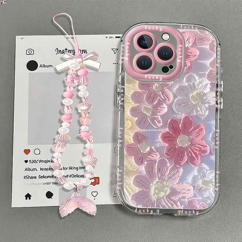 Mirror Lukisan Tali Aesthetic Casing Oppo A3X A5I A16 A18 A3 A38 A60 Case