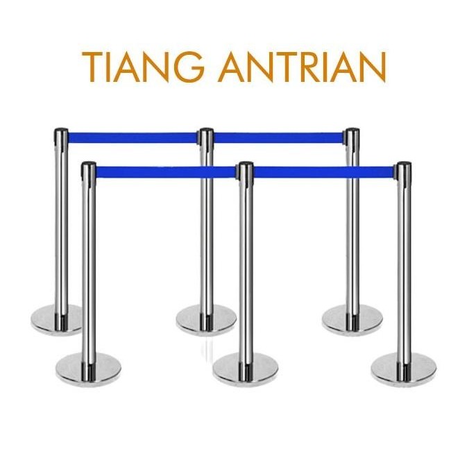 

Promo Tiang Antrian Stainless Pita Biru Standing Barrier Adjustable