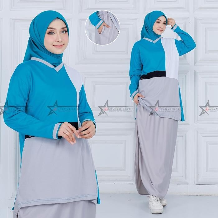 Setelan Baju Olahraga Senam Rok Celana (ROCELA) Muslimah / Setalan Baju Senam Muslimah Celana Rok