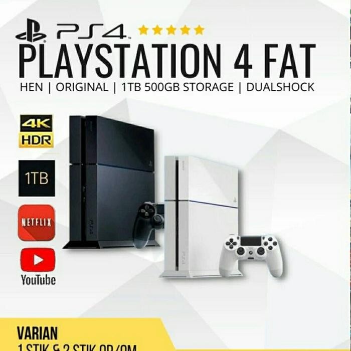 SIAP KIRIM SONY PS4 FAT 500GB/1TB HEN FULL GAME PLAYSTATION 4 FAT HITAM PUTIH