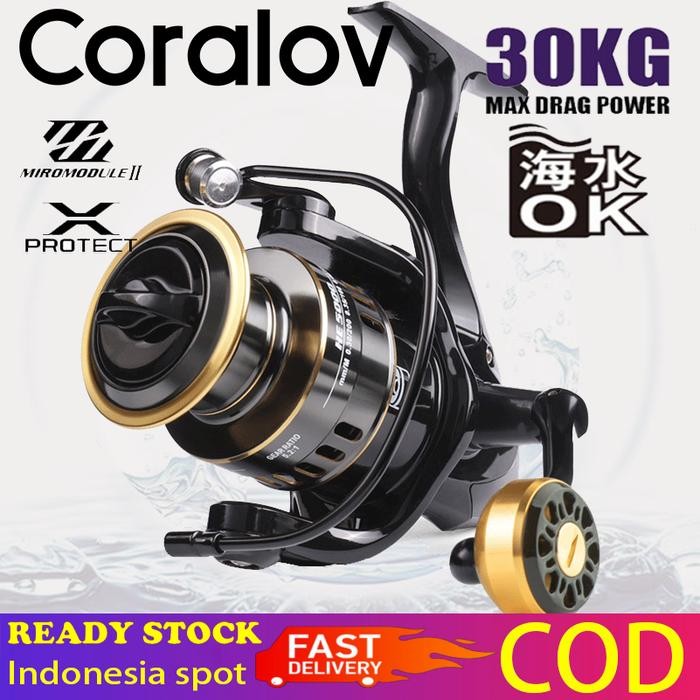 Coralov reels HE1000-7000 Fishing Reel Spinning Saltwater Gulungan Reel Pancing Reel Murah Kuat