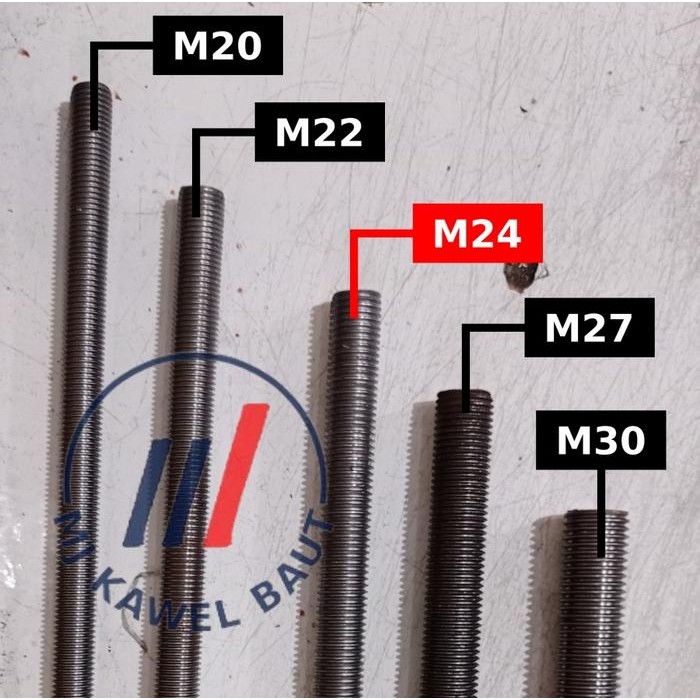 Studbolt / Asdrat Besi M24 P3.0 Panjang 1 Meter Long Drat