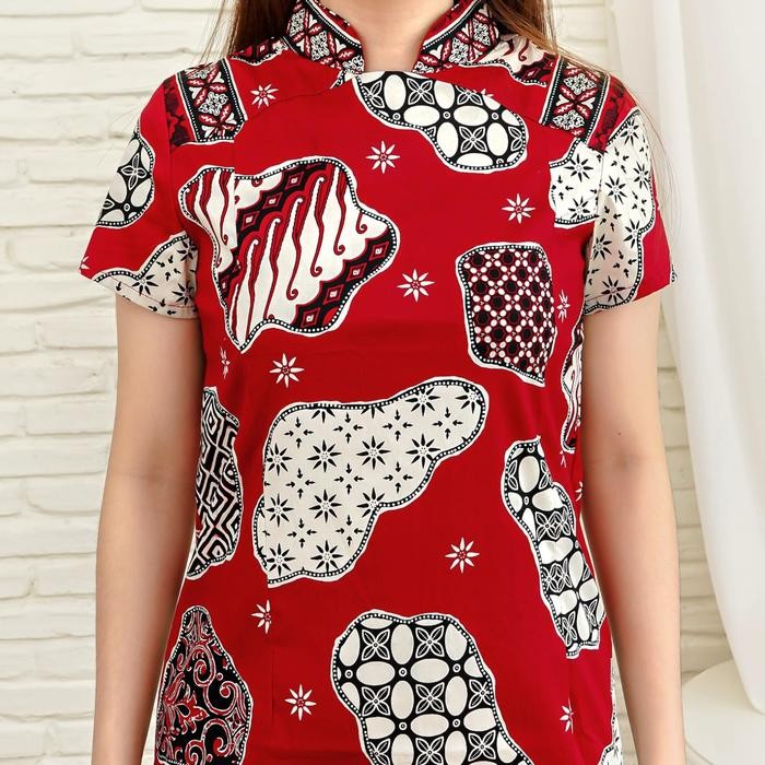 dress cheongsam jumbo/dress batik jumbo/baju imlek/batIk cheongsam