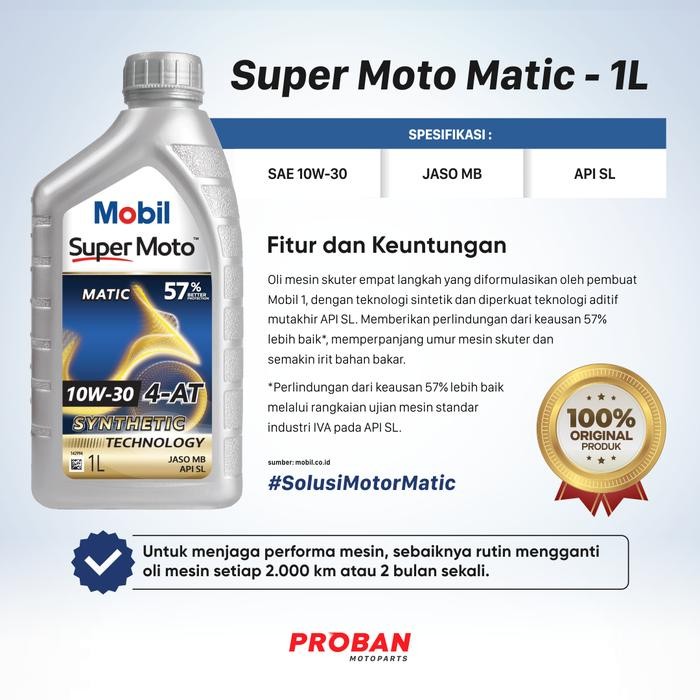 OLI MESIN MOTOR MOBIL SUPER MOTO MATIC 10W-30 1 LITER OLI MOTOR