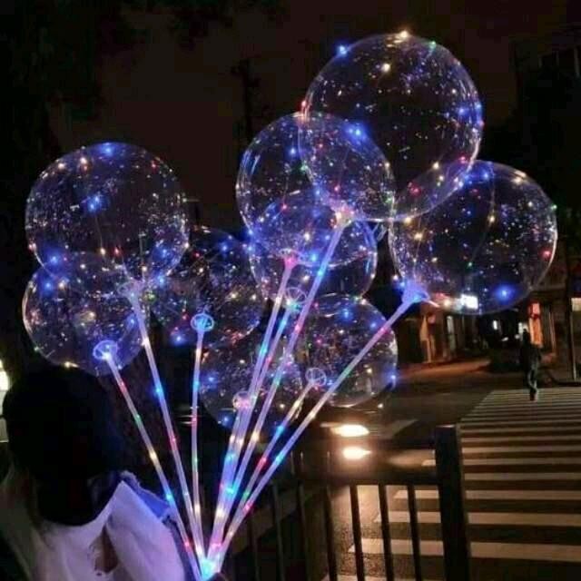 Balon Bobo Led Dengan Bonus 1 Balon Karakter + Gagang / Balon Led / Balon Berlampu / Balon Pvc