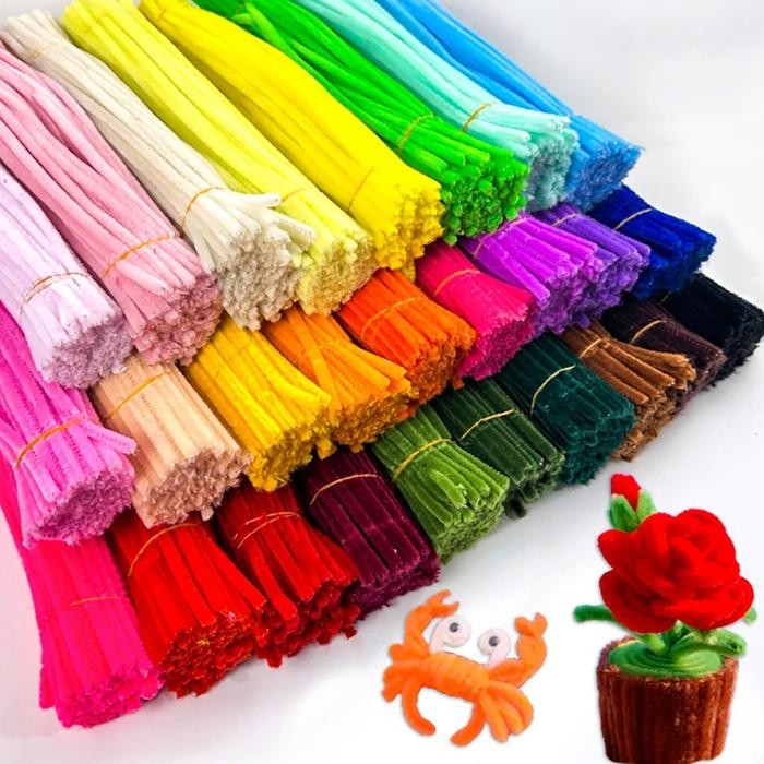 

New Pipe Cleaner Kawat Bulu 30cm 100 Pcs/Kawat Bulu Mainan Anak Craft Diy Kerajinan Tangan