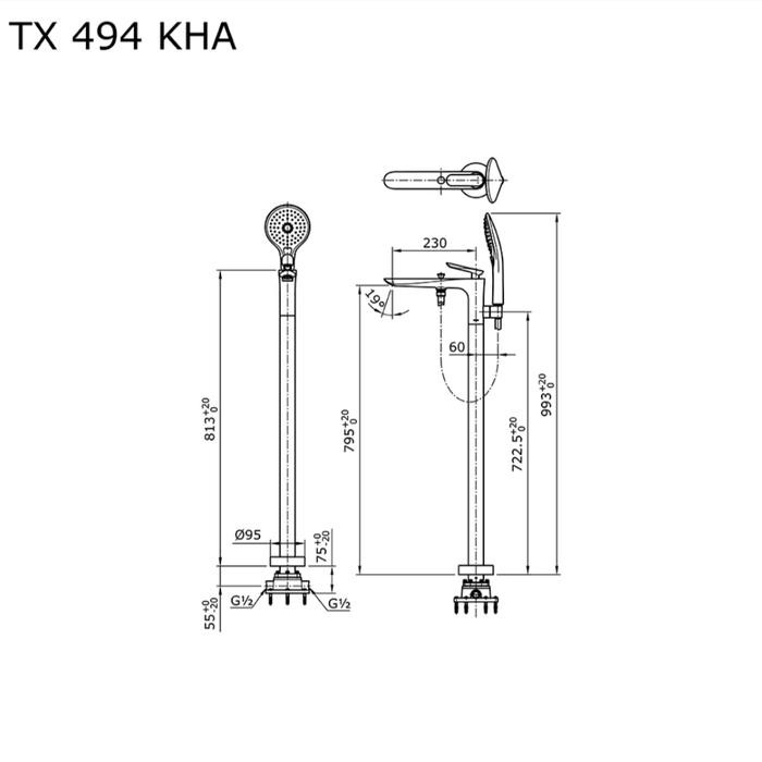 Kran Bathtub Floor Standing TOTO TX494KHA / Kran Bathtub Toto tx494kha