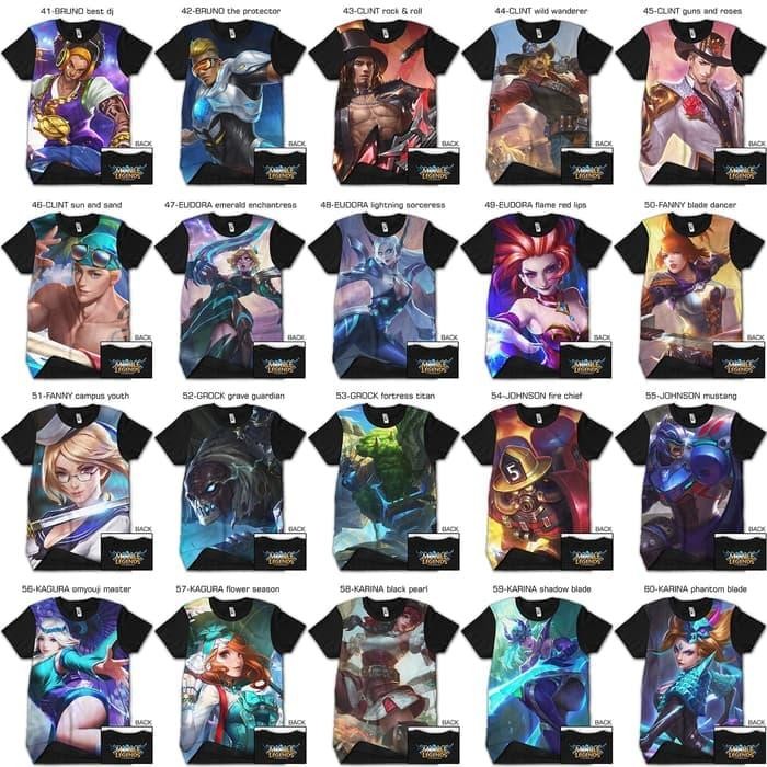 (Allthebest) KAOS MOBILE LEGENDS HERO,ALUCARD,KAGURA,SABER,MIYA,LUNOX,ZILONG,GUISON