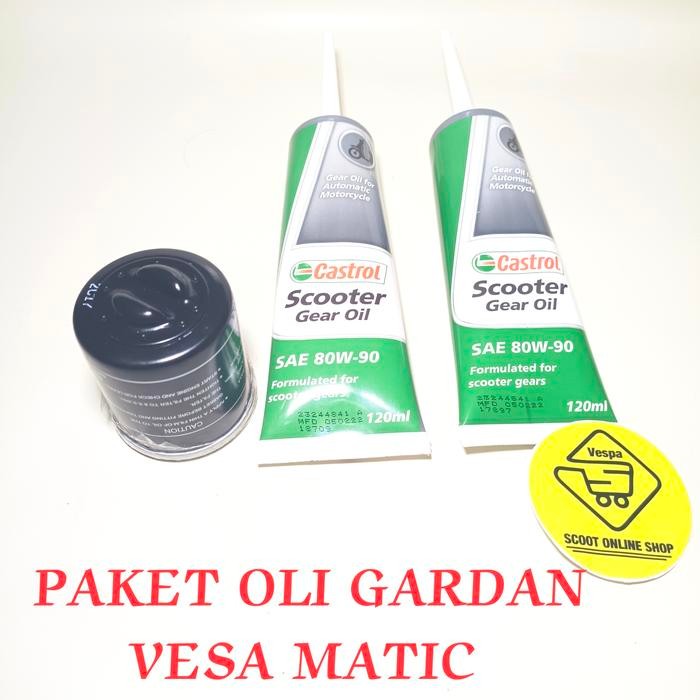 PAKET OLI GARDAN CASTROL VESPA MATIC 3V IGET ORIGINAL PIAGGIO