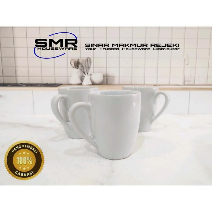 Promo 3 Set Gelas Mug Corel Keramik Putih PolosTpaket 3 Gelas Mug Keramik Putih Polos