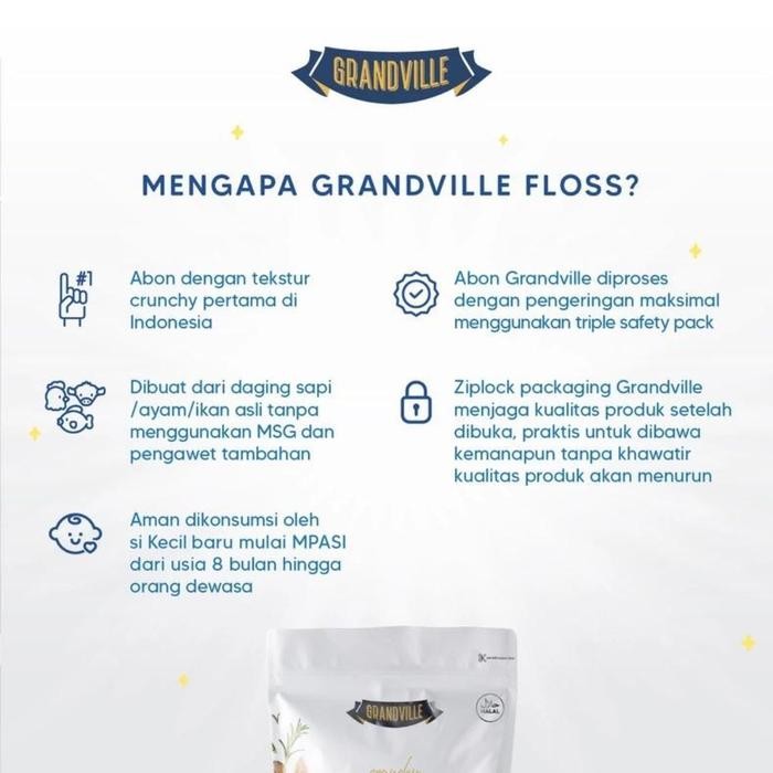 

Baru Grandville Abon Sapi & Ayam Non Msg 100Gr Abon Anak Crispy