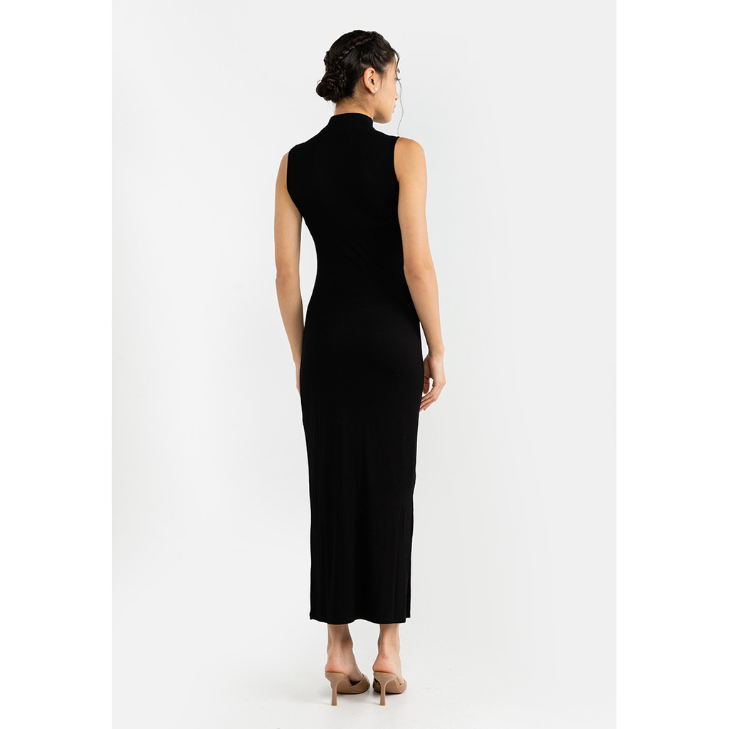 Zalia Basics - Turtleneck Sleeveless Inner Dress (Wanita) (Black)