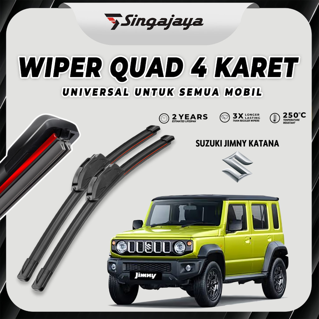 Wiper Mobil Suzuki Jimny Katana Quad 4 Lapis Karet Pembersih Kaca Depan Mobil 1 Set Kanan dan Kiri