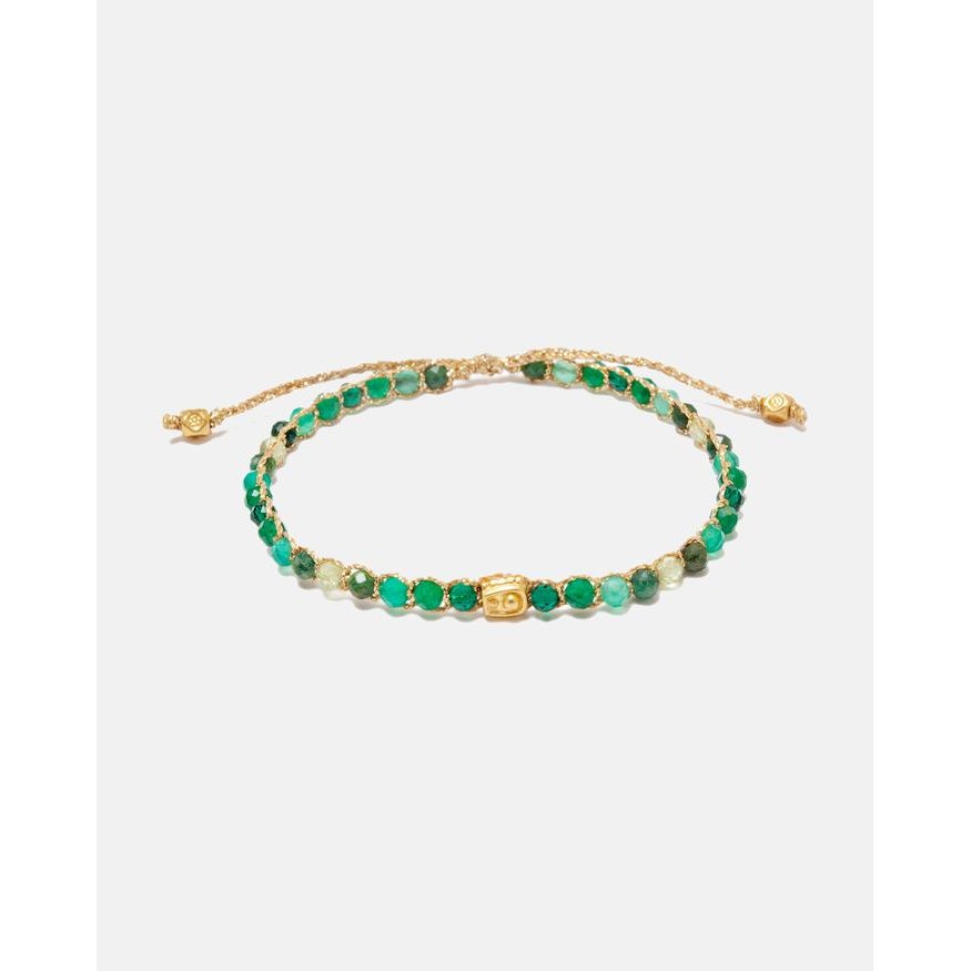 

Ombre Green Glow Batu Intan Permata Tali Gold Gemstones Bracelet for Women Aesthetic Samapura