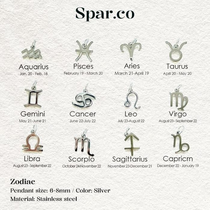 

Spar.co Zodiac Charm Liontin Silver Platinum - Liontin Zodiak Untuk Kalung atau Gelang Aksesoris