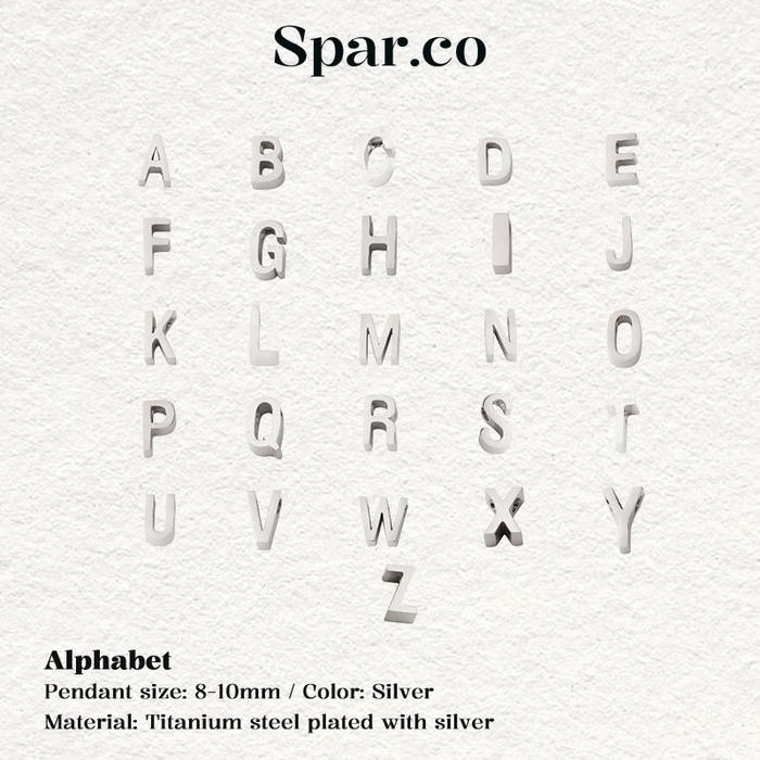 

Spar.co Silver Alphabet Beads Charm - Liontin Titanium Silver Bentuk Huruf Untuk Rantai Flexible DIY