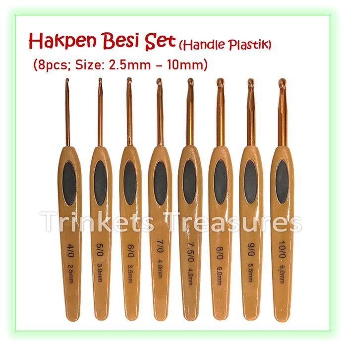 

SATUAN Hakpen besi gagang plastik crochet hook plastic handle hakken