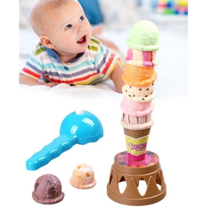 Mainan Anak Ice Cream Tower Mainan Es Krim / Mainan Edukasi Eskrim