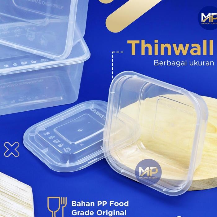 PROMO THINWALL SQUARE OTK 350 CUP MIKA OTI FOOD CONTAINER KOTAK MAKAN PERSEGI 350ML KOTAK - 25PCS