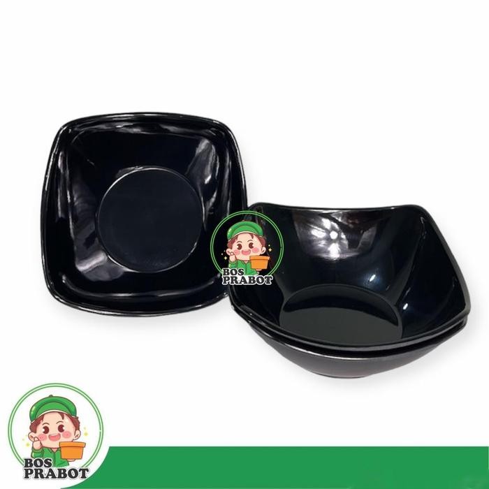 PROMO MANGKOK MELAMIN KOTAK 7 INCH 6 PCS / MANGKOK MELAMIN MIE MELAMIN HITAM / MANGKOK BAKSO MELAMIN