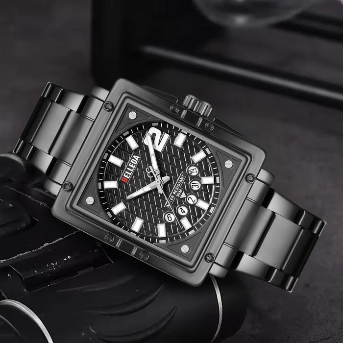 Live Buy 1 Get 1 Jam Tangan Belleda 9085 Rantai Jam Tangan Analog Segi Tanggal Pria Wanita Watches