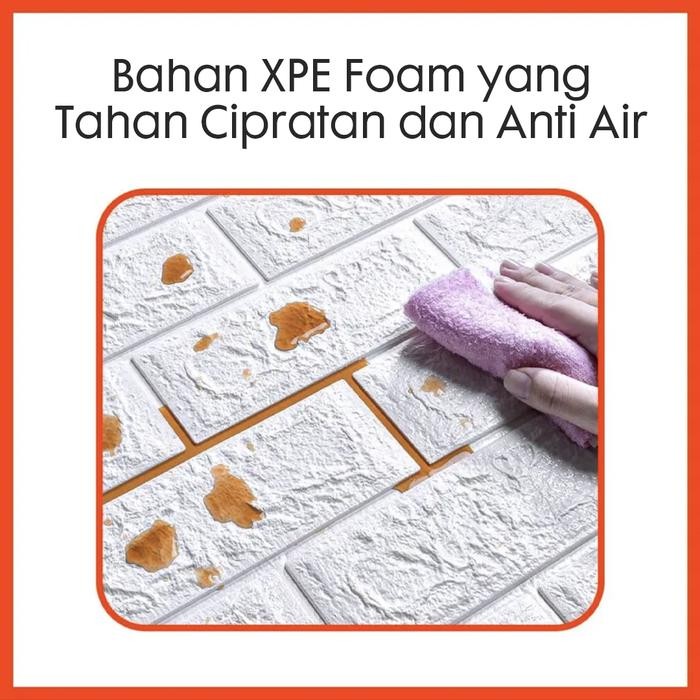 Wallpaper 3D Foam Bata Motif Awan Ukuran 70X77 Cm Timbul Biru Wallfoam Self Adhesive