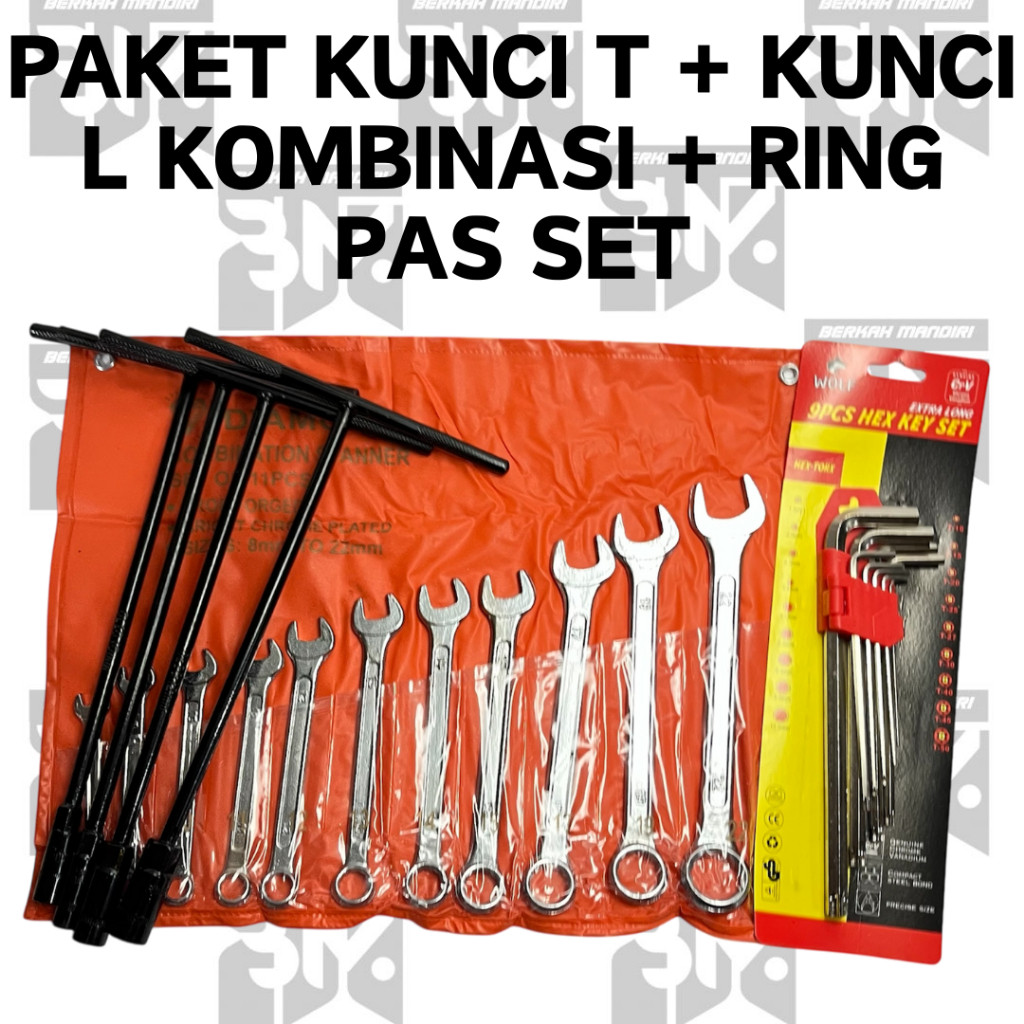Set Paket Kunci T + Obeng/Kunci L Kombinasi  dan Ring Pas