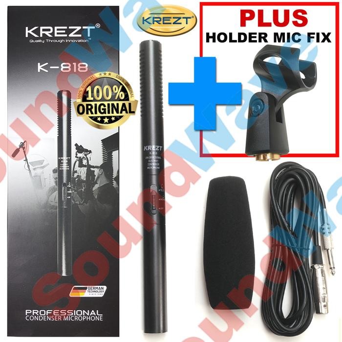 Krezt K 818 Mic Condenser + Holder Mic Mikrofon Shotgun Mik K818
