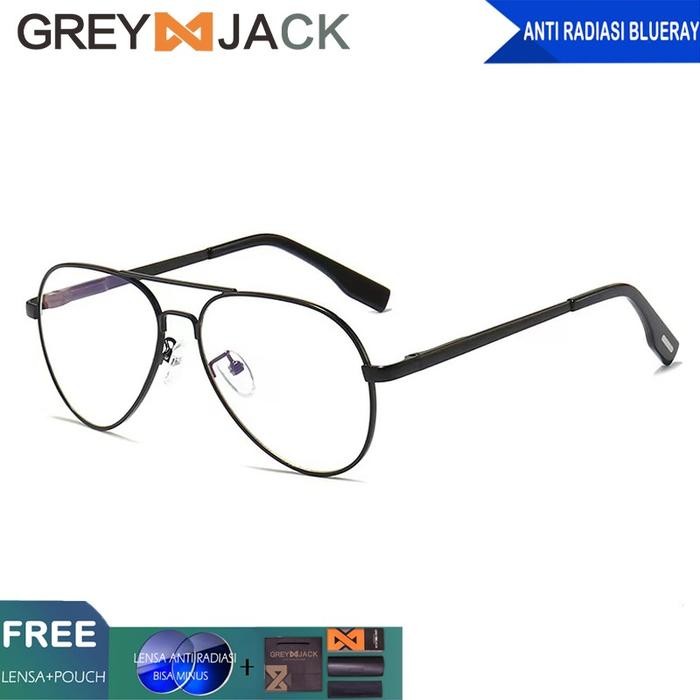 ORIGINAL Grey Jack Kacamata Antiradiasi Blueray Aviator Bisa Minus 1102 READY STOCK