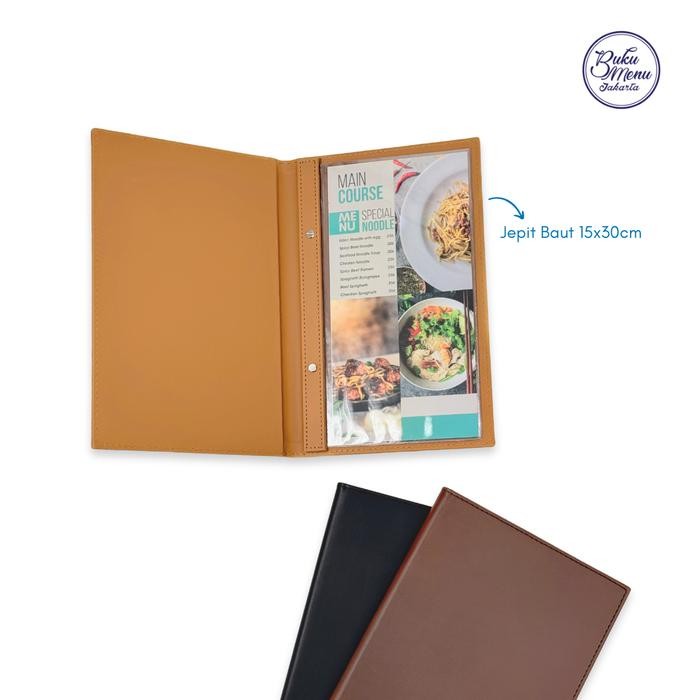 

Buku Menu Jakarta - Buku Menu Kulit Jepit Baut Isi Plastik 15x30cm Hitam, Coklat Muda, Coklat Tua -