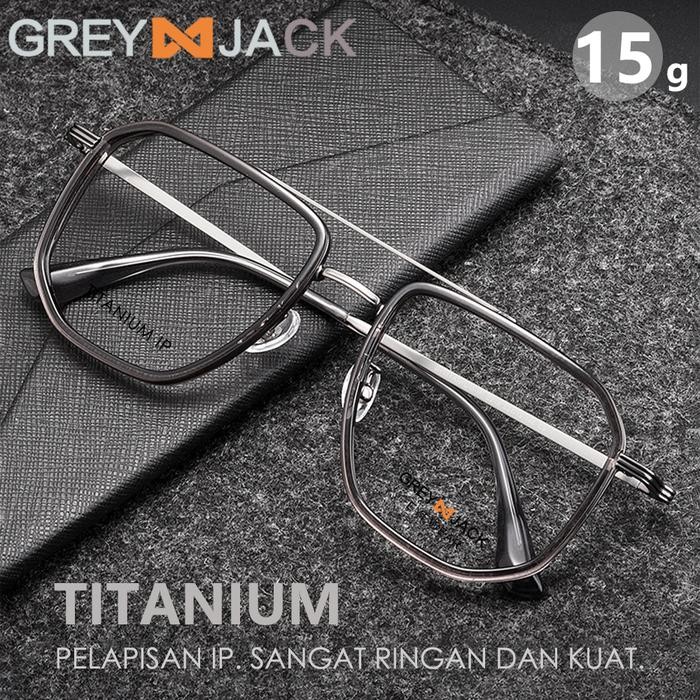Grey Jack Frame Kacamata Titanium Aviator Kotak Ringan dan Kokoh 2216