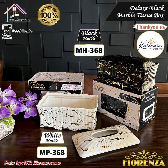 Terbaru FIORENZA tempat tissue kotak keramik segi motif marble / tempat penyimpanan /Tissue Box