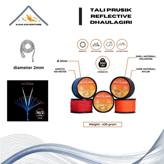 Tali Prusik 2Mm Reflektif Dhaulagiri - Tali Reflektif - Tali Prusik
