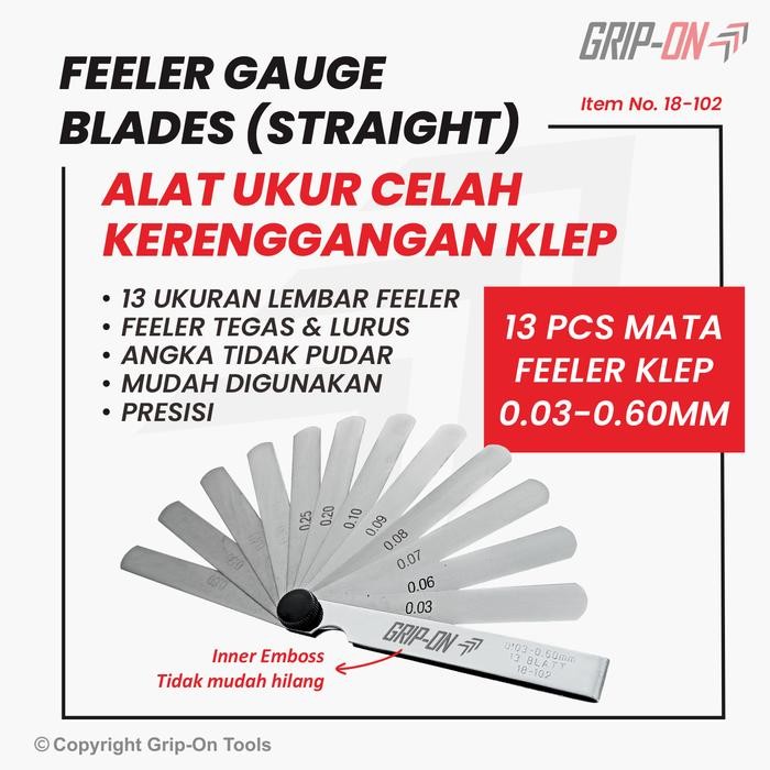 TERSEDIA GRIP-ON FEELER GAUGE ALAT UKUR CELAH FULLER GAUGE 13 BLADES 0.03-0.60MM