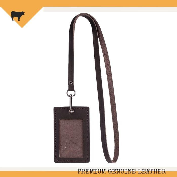 

Ready Name Tag Id Card Holder Kulit Asli Handmade Warna Dark Brown