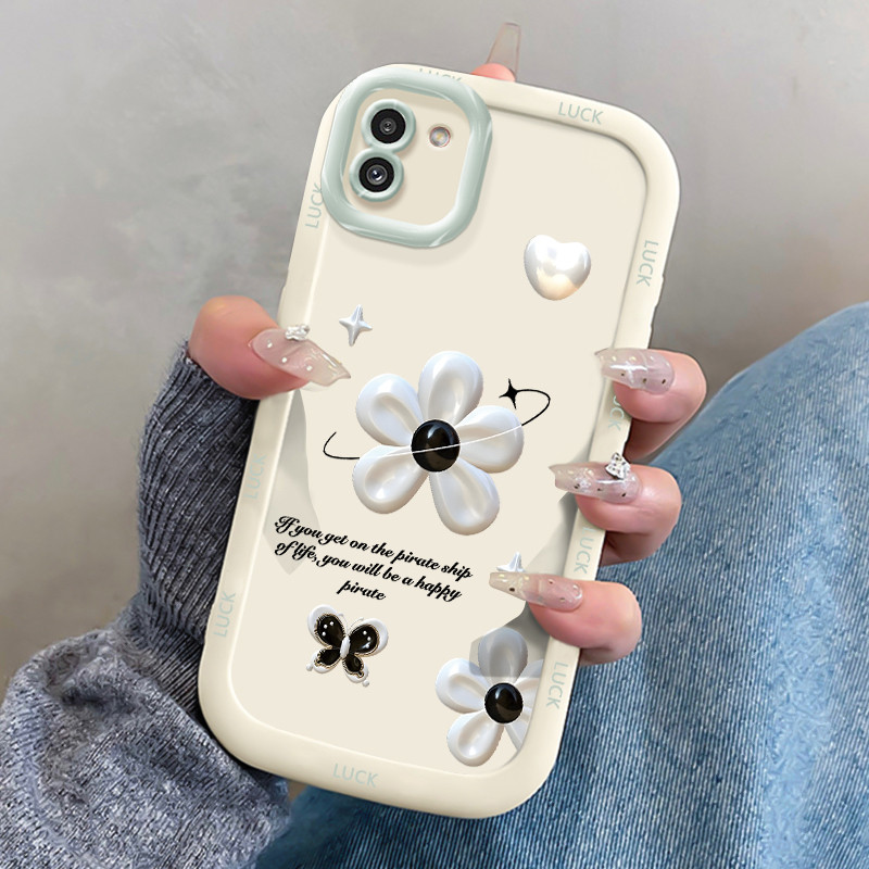 Casing Hp untuk Samsung A03 Case Casing HP Softcase Puff Kasing ponsel Drop silikon tahan Bunga maha