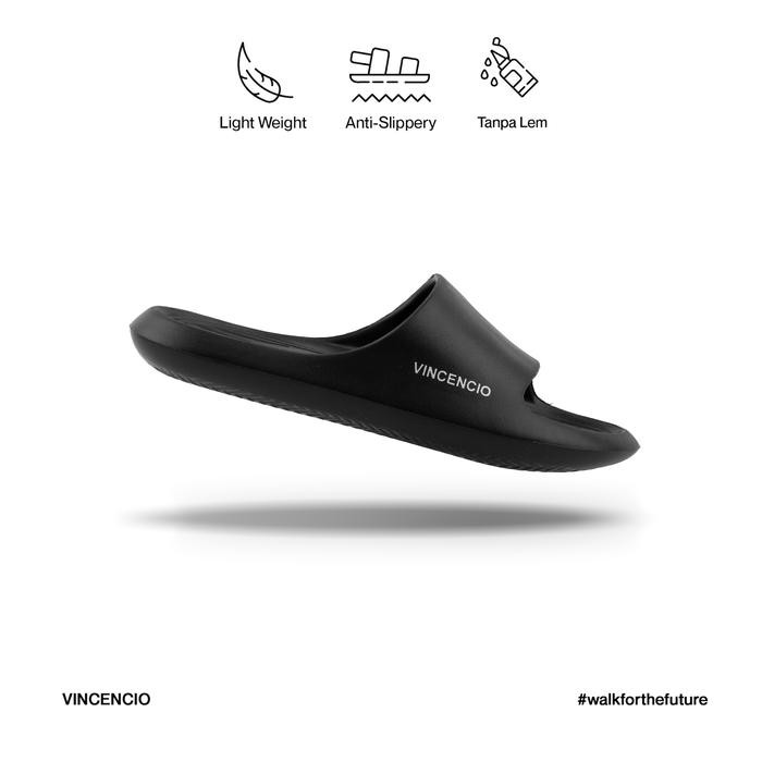 VINCENCIO - VNC Slide - Jet Black - Sandal Slide Pria Wanita