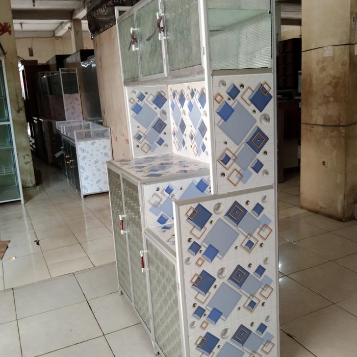 Rak Piring Lemari Dapur Keramik Aluminium 3 Pintu