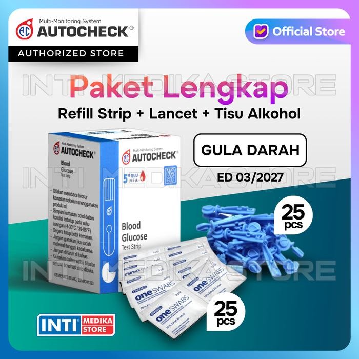 Pilihan- Autocheck 3In1 - Paket Refill Strip Gula Darah Isi 25Pcs Paket Refill Glucose Test
