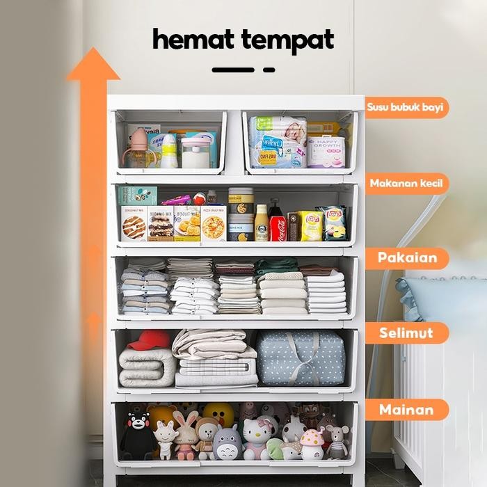 YUUMI Plastik jumbo Lemari Plastik susun Lemari baju anak Pakaian Laci Plastik Kabinet Drawer
