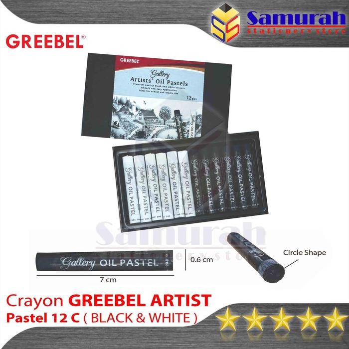 

Crayon Greebel Artist 12 Pcs Hitam - Putih / Krayon Gambar Oil Pastel Profesional Bw Black - White