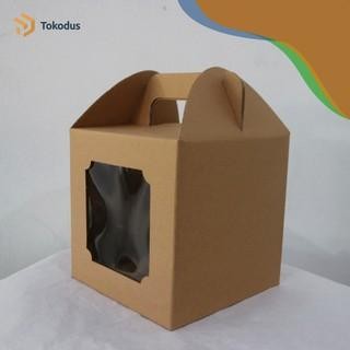 CUCI GUDANG Tokodus Box Jinjing Kue Kering E-flute Single Wall 14x14x15 cm untuk Isi 2 Toples Bulat