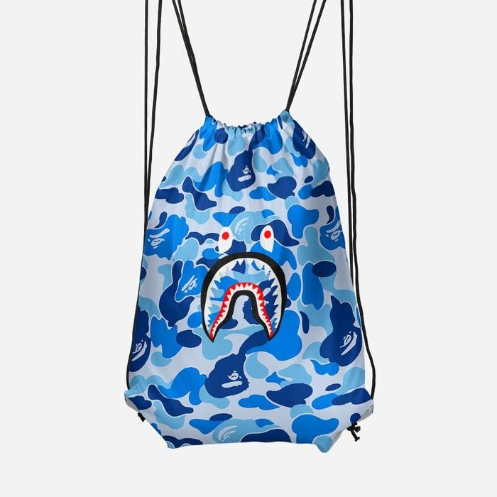 Tas Serut / String Bag A BATHING APE BAPE CAMO SHARK Biru
