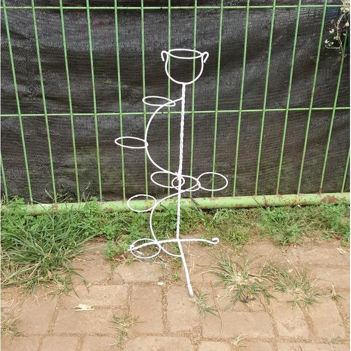 RAK BESI POT BUNGA / KAKTUS LINGKAR ISI 7 POT 10 PUTIH GOJEK ONL PUTIH