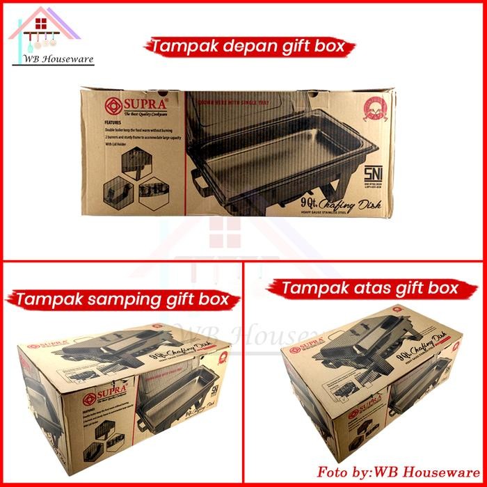 Supra Prasmanan Segi Stainless 2 Wadah / Chafing Dish Double Tray / Casserole Warmer 9Qt